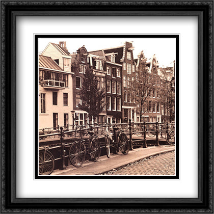 Autumn in Amsterdam I 24x24 Black Ornate Wood Framed Art Print Poster with Double Matting by Maihara, Jeff