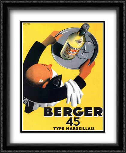 Berger 45 24x32 Black Ornate Wood Framed Art Print Poster with Double Matting by Ansieau, Roland