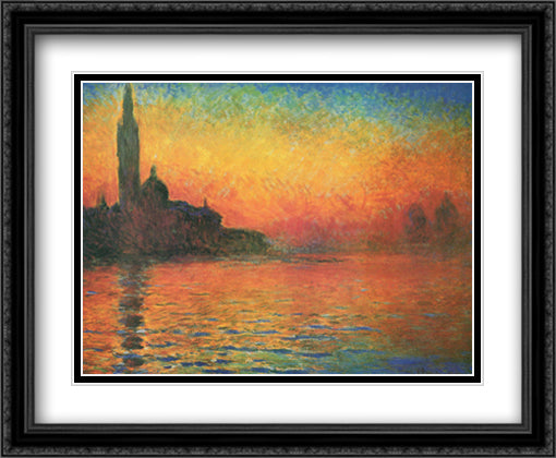 San Giorgio Maggiore by Twilight (Sunset In Venice) 32x26 Black Ornate Wood Framed Art Print Poster with Double Matting by Monet, Claude