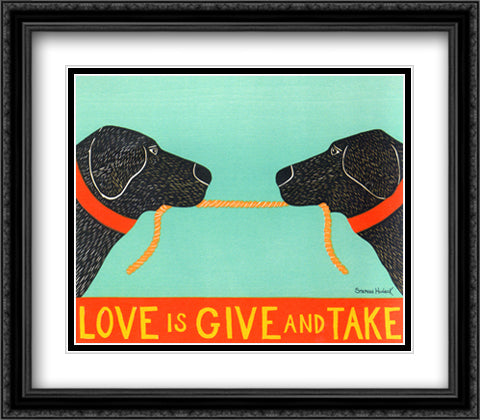 Love is Give & Take 32x26 Black Ornate Wood Framed Art Print Poster with Double Matting by Huneck