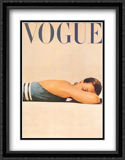 Vintage Vogue Cover, 1947 24x32 Black Ornate Wood Framed Art Print Poster with Double Matting by Rawlings, John