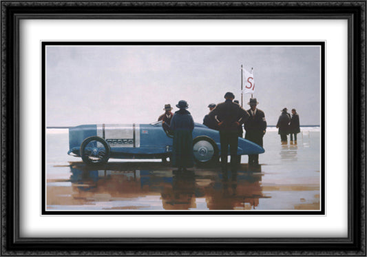 Pendine Beach 32x24 Black Ornate Wood Framed Art Print Poster with Double Matting by Vettriano, Jack