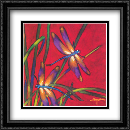 Dragonfly Dreams 23x28 Black Ornate Wood Framed Art Print Poster with Double Matting by Ichter, Robert