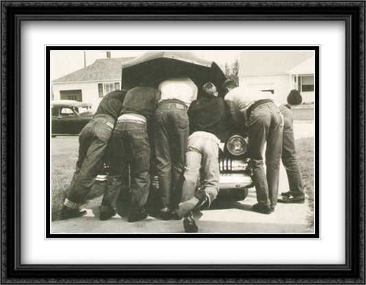 Boys with Their First Car, 1957 32x26 Black Ornate Wood Framed Art Print Poster with Double Matting by Owen, A.