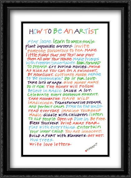 How to Be an Artist 19x27 Black Ornate Wood Framed Art Print Poster with Double Matting by Sark