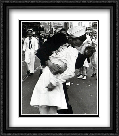 Kissing the War Goodbye 24x32 Black Ornate Wood Framed Art Print Poster with Double Matting