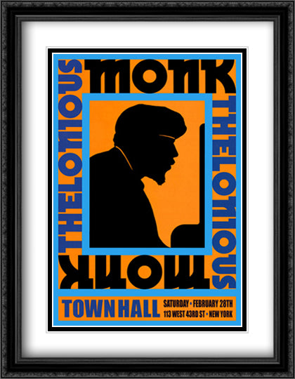 Thelonious Monk, 1959 21x28 Black Ornate Wood Framed Art Print Poster with Double Matting