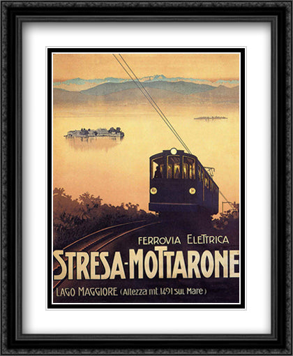 Stresa-Mottarone 22x28 Black Ornate Wood Framed Art Print Poster with Double Matting