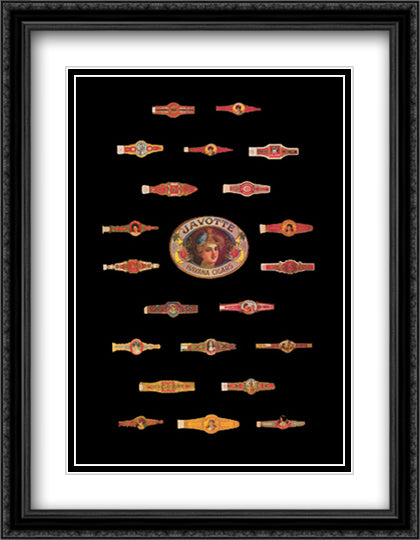 Cigar Band No34 22x28 Black Ornate Wood Framed Art Print Poster with Double Matting