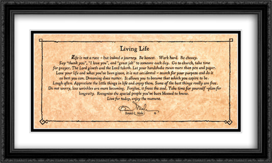 Living Life 28x16 Black Ornate Wood Framed Art Print Poster with Double Matting by Mohr, Bonnie