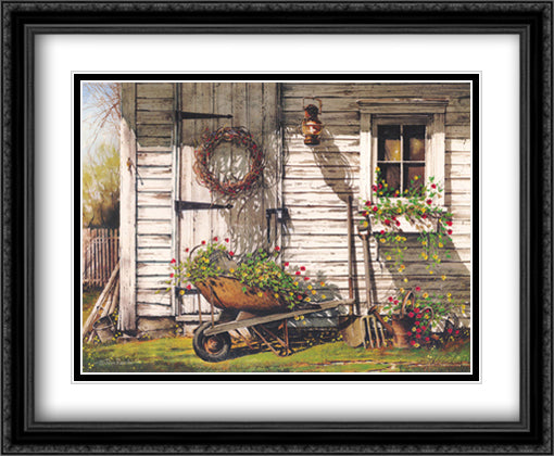 Spring Cleaning 28x22 Black Ornate Wood Framed Art Print Poster with Double Matting by Rossini, John