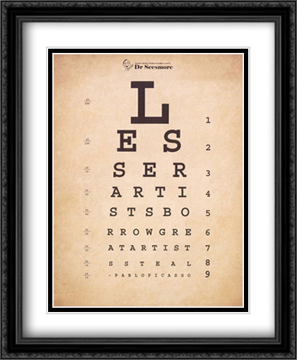 Picasso Eye Chart 22x28 Black Ornate Wood Framed Art Print Poster with Double Matting