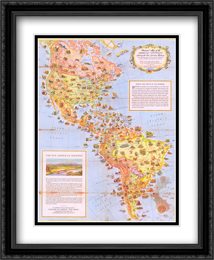 1864 Mitchell Map of Brazil, Bolivia and Chili 22x28 Black Ornate Wood Framed Art Print Poster with Double Matting