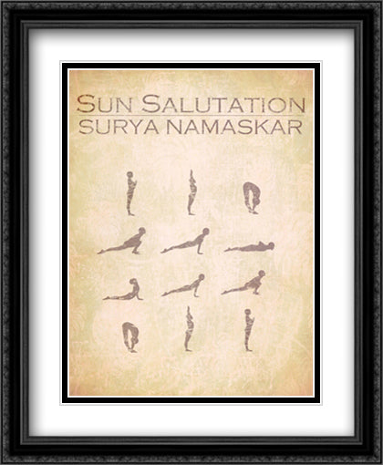 Sun Salutation Chart 22x28 Black Ornate Wood Framed Art Print Poster with Double Matting