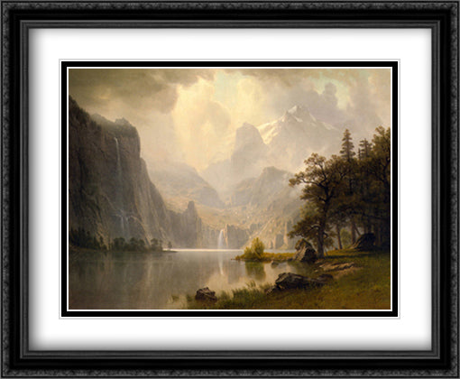 In The Mountains 32x26 Black Ornate Wood Framed Art Print Poster with Double Matting by Bierstadt, Albert