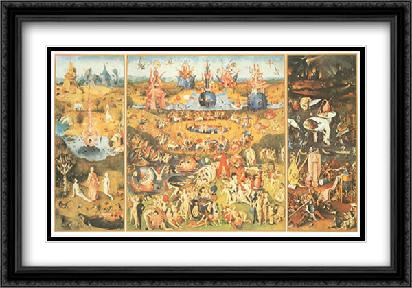 Garden of Earthly Delights, c.1504 32x26 Black Ornate Wood Framed Art Print Poster with Double Matting by Bosch, Hieronymus