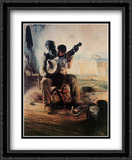 The Banjo Lesson 26x32 Black Ornate Wood Framed Art Print Poster with Double Matting by Tanner, Henry Ossawa