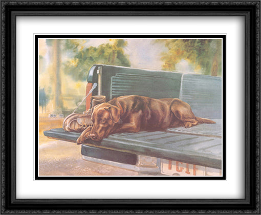 Thank Goodness It's Friday (Choc. Lab) 29x23 Black Ornate Wood Framed Art Print Poster with Double Matting by Shipman, Barbara