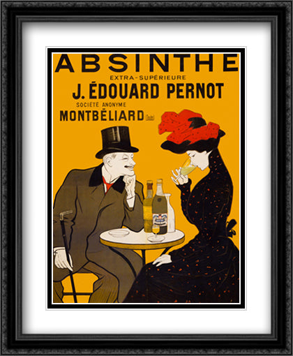 Absinthe 22x29 Black Ornate Wood Framed Art Print Poster with Double Matting by Cappiello, Leonetto