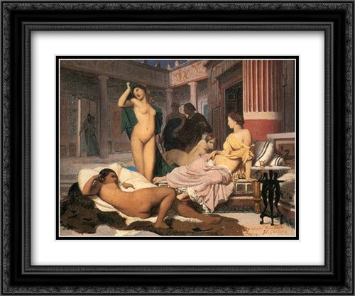 Greek Interior [sketch] 24x20 Black Ornate Wood Framed Art Print Poster with Double Matting by Gerome, Jean Leon