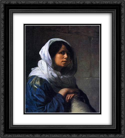 Egyptian Water Carrier 20x22 Black Ornate Wood Framed Art Print Poster with Double Matting by Gerome, Jean Leon