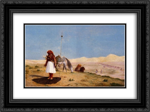 Prayer in the Desert 24x18 Black Ornate Wood Framed Art Print Poster with Double Matting by Gerome, Jean Leon