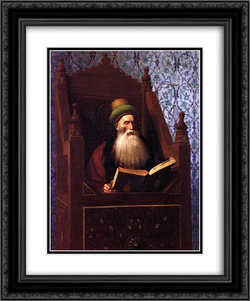 Mufti Reading in His Prayer Stool 20x24 Black Ornate Wood Framed Art Print Poster with Double Matting by Gerome, Jean Leon