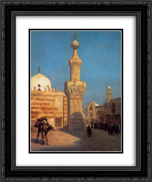 View of Cairo 20x24 Black Ornate Wood Framed Art Print Poster with Double Matting by Gerome, Jean Leon