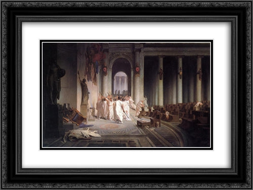 The Death of Caesar 24x18 Black Ornate Wood Framed Art Print Poster with Double Matting by Gerome, Jean Leon