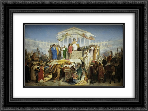 The Age of Augustus, the Birth of Christ 24x18 Black Ornate Wood Framed Art Print Poster with Double Matting by Gerome, Jean Leon