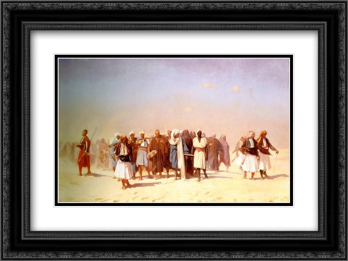 Egyptian Recruits Crossing the Desert 24x18 Black Ornate Wood Framed Art Print Poster with Double Matting by Gerome, Jean Leon