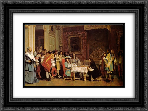 Louis XIV and Moliere 24x18 Black Ornate Wood Framed Art Print Poster with Double Matting by Gerome, Jean Leon