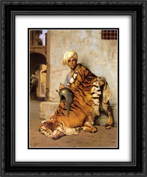 Pelt Merchant of Cairo 20x24 Black Ornate Wood Framed Art Print Poster with Double Matting by Gerome, Jean Leon