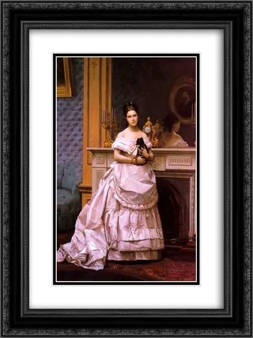 Portrait of a Lady 18x24 Black Ornate Wood Framed Art Print Poster with Double Matting by Gerome, Jean Leon