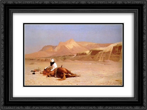 The Arab and his Steed 24x18 Black Ornate Wood Framed Art Print Poster with Double Matting by Gerome, Jean Leon