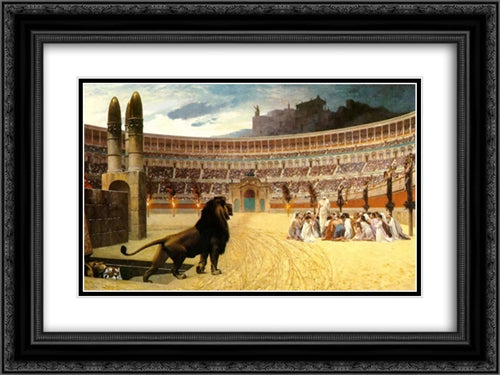 The Christian Martyrs' Last Prayer 24x18 Black Ornate Wood Framed Art Print Poster with Double Matting by Gerome, Jean Leon