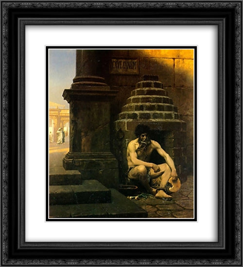 Beware the Dog 20x22 Black Ornate Wood Framed Art Print Poster with Double Matting by Gerome, Jean Leon