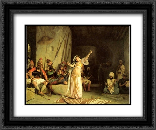 The Dance of the Almeh 24x20 Black Ornate Wood Framed Art Print Poster with Double Matting by Gerome, Jean Leon