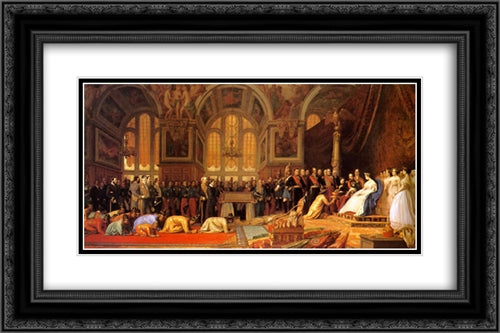 The Reception of the Siamese Ambassadors at Fontainebleau 24x16 Black Ornate Wood Framed Art Print Poster with Double Matting by Gerome, Jean Leon