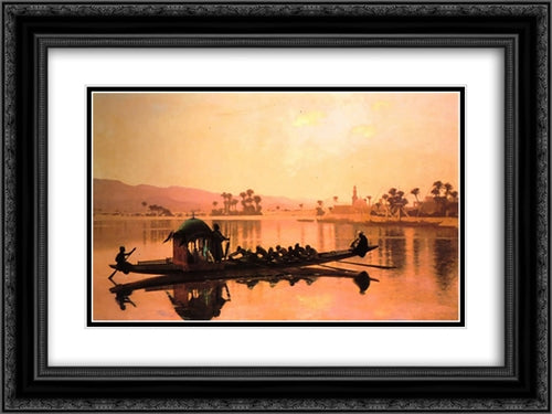 The Excursion of the Harem 24x18 Black Ornate Wood Framed Art Print Poster with Double Matting by Gerome, Jean Leon