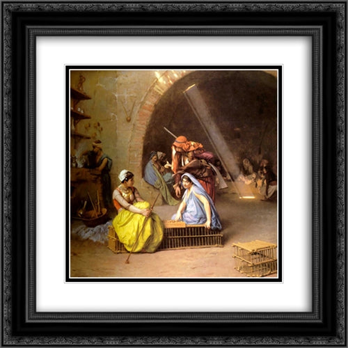 Almehs playing Chess in a Cafe 20x20 Black Ornate Wood Framed Art Print Poster with Double Matting by Gerome, Jean Leon