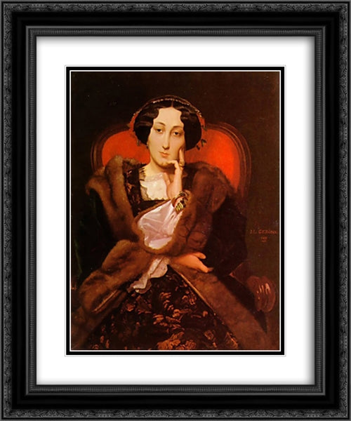 Portrait of a Lady 20x24 Black Ornate Wood Framed Art Print Poster with Double Matting by Gerome, Jean Leon