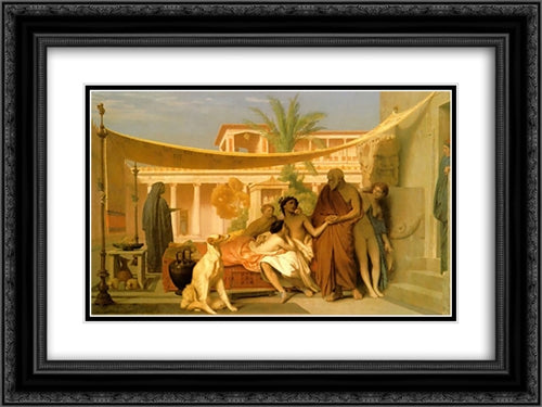 Socrates seeking Alcibiades in the House of Aspasia 24x18 Black Ornate Wood Framed Art Print Poster with Double Matting by Gerome, Jean Leon