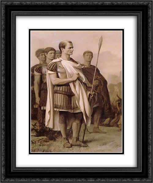 Julius Caesar and Staff 20x24 Black Ornate Wood Framed Art Print Poster with Double Matting by Gerome, Jean Leon