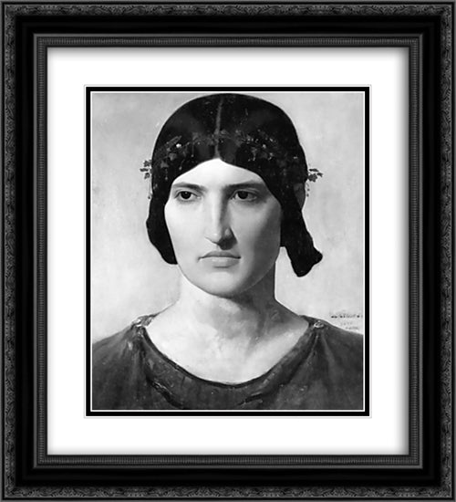 Portrait of a Roman Woman 20x22 Black Ornate Wood Framed Art Print Poster with Double Matting by Gerome, Jean Leon