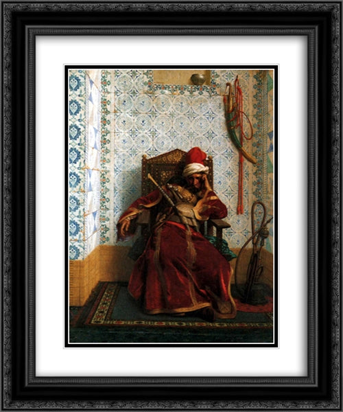 Markos Botsaris 20x24 Black Ornate Wood Framed Art Print Poster with Double Matting by Gerome, Jean Leon