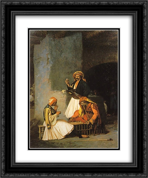 Arnauts playing Chess 20x24 Black Ornate Wood Framed Art Print Poster with Double Matting by Gerome, Jean Leon