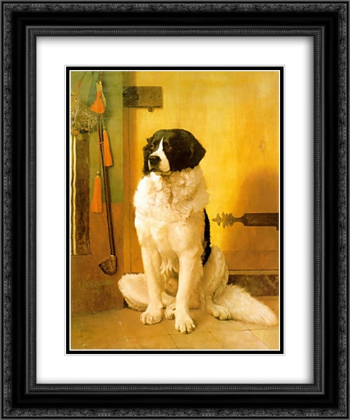 Study of a Dog 20x24 Black Ornate Wood Framed Art Print Poster with Double Matting by Gerome, Jean Leon