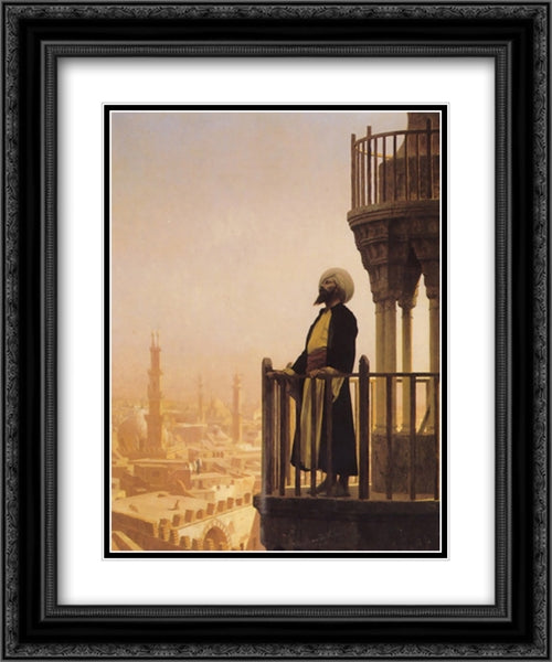 The Muezzin 20x24 Black Ornate Wood Framed Art Print Poster with Double Matting by Gerome, Jean Leon