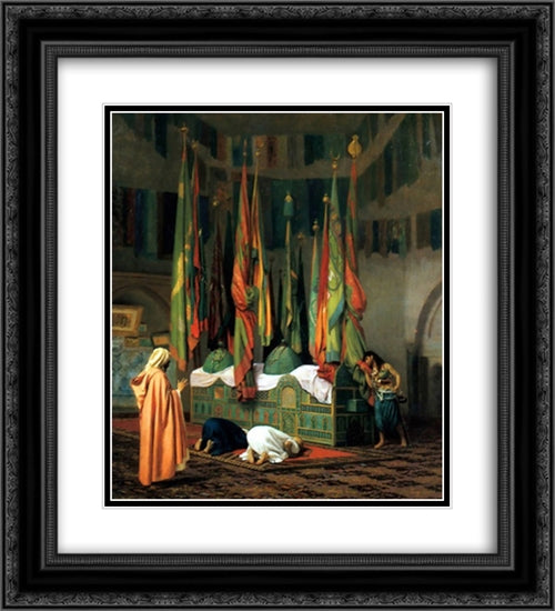 The Sentinel at the Sultan's Tomb 20x22 Black Ornate Wood Framed Art Print Poster with Double Matting by Gerome, Jean Leon